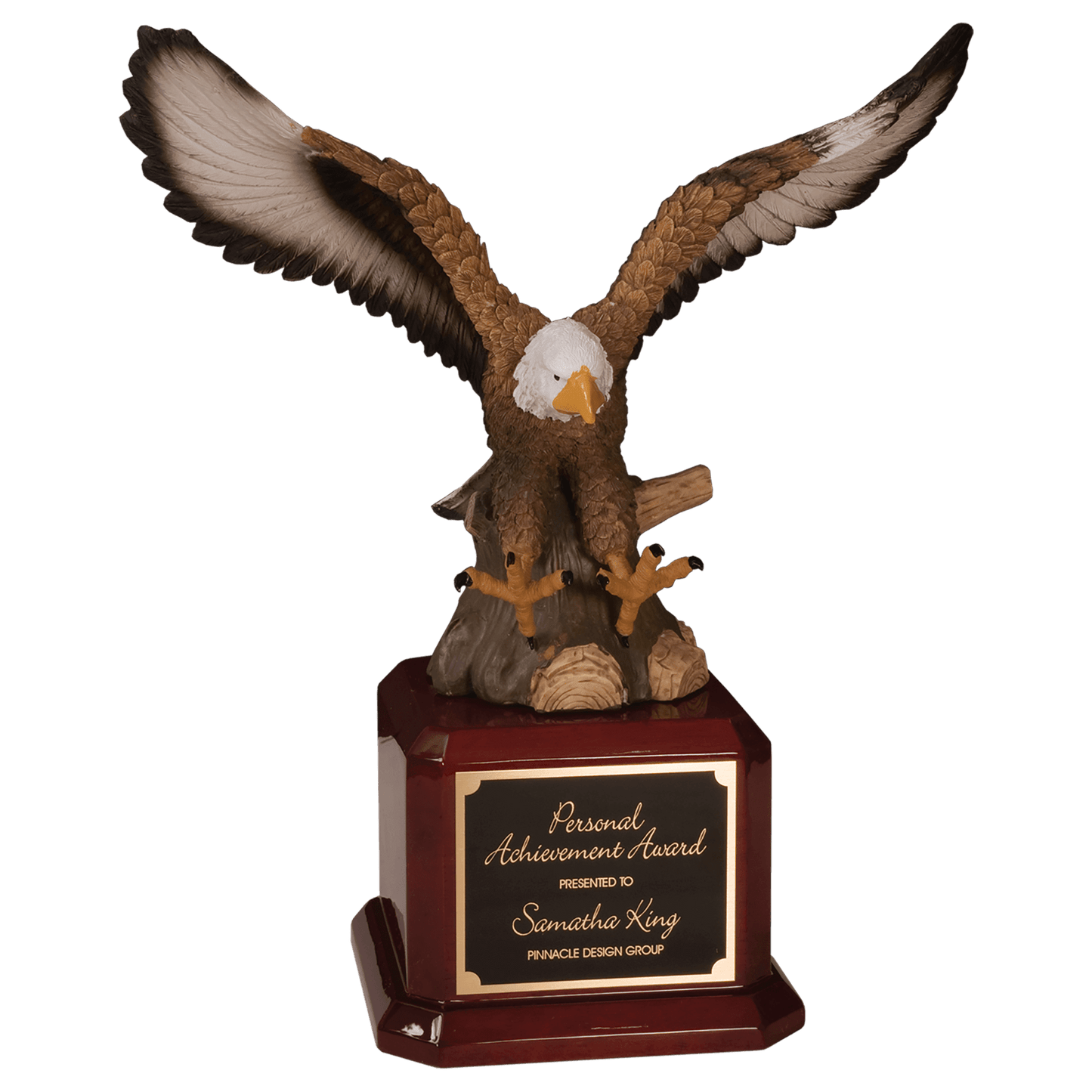 Hand Painted Eagle on a Rosewood Finish Base laser engravable
