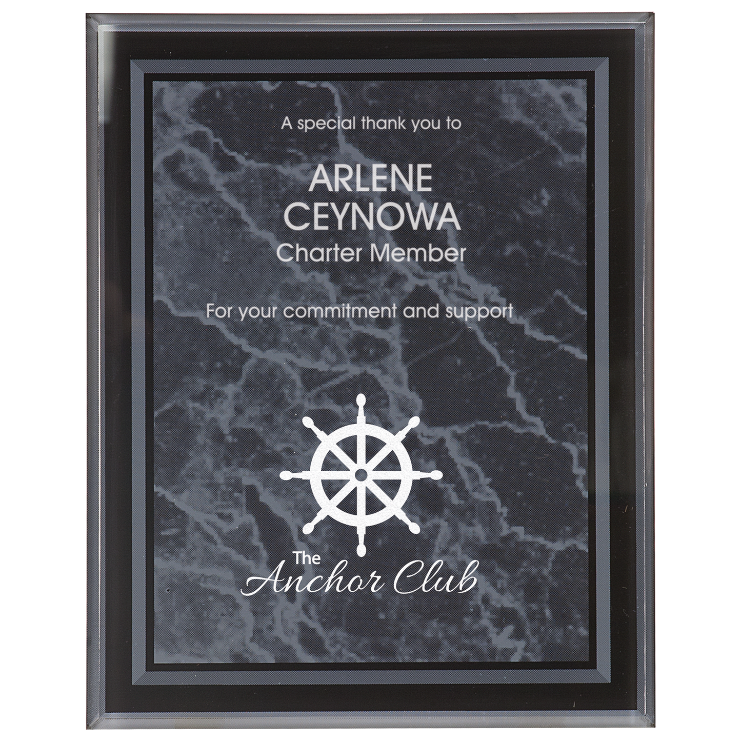 Black Marble Border Clear 7" x 9" -Plaq Acrylic