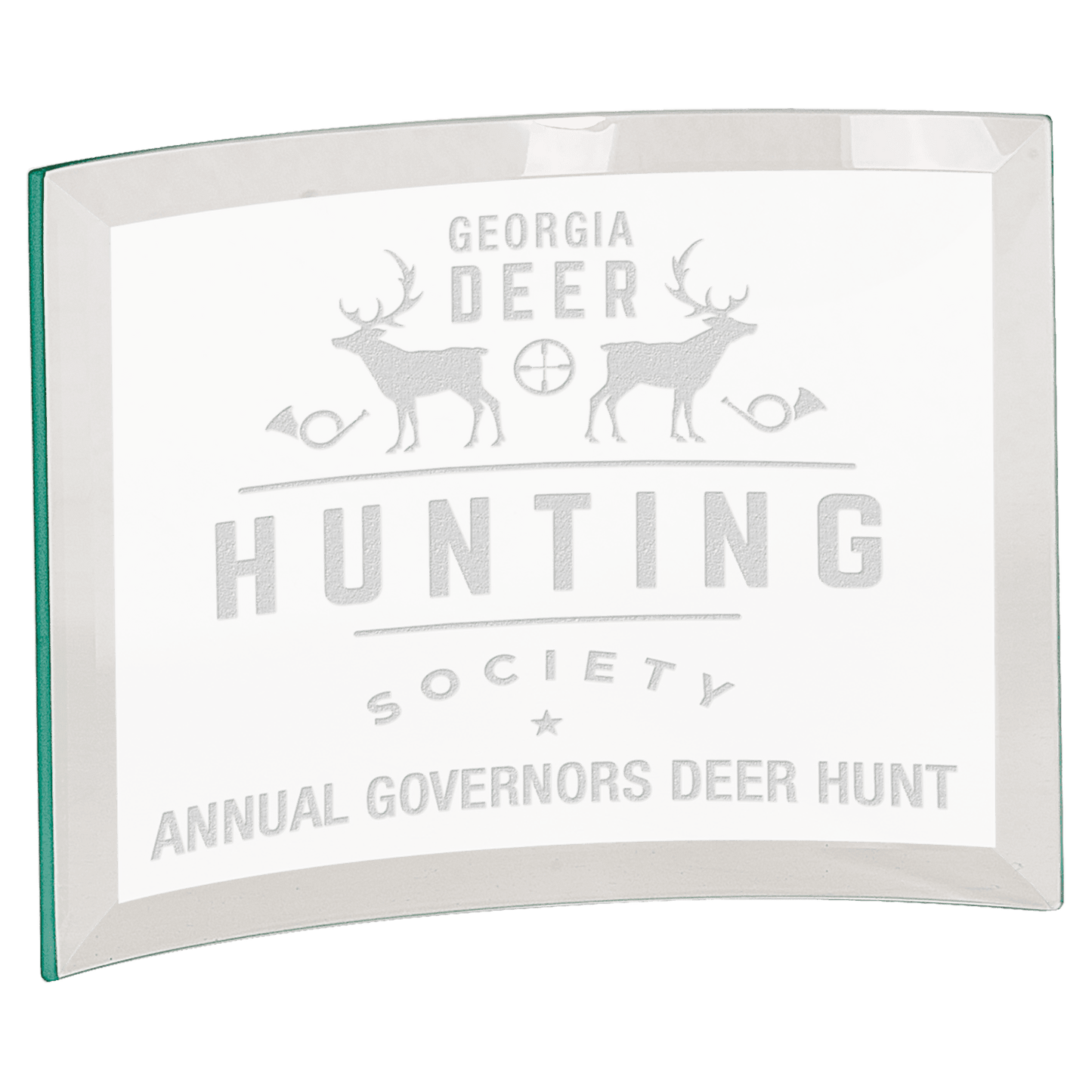 7" x 5" x 1/4" Beveled Jade Glass Crescent crystal award laser engravable