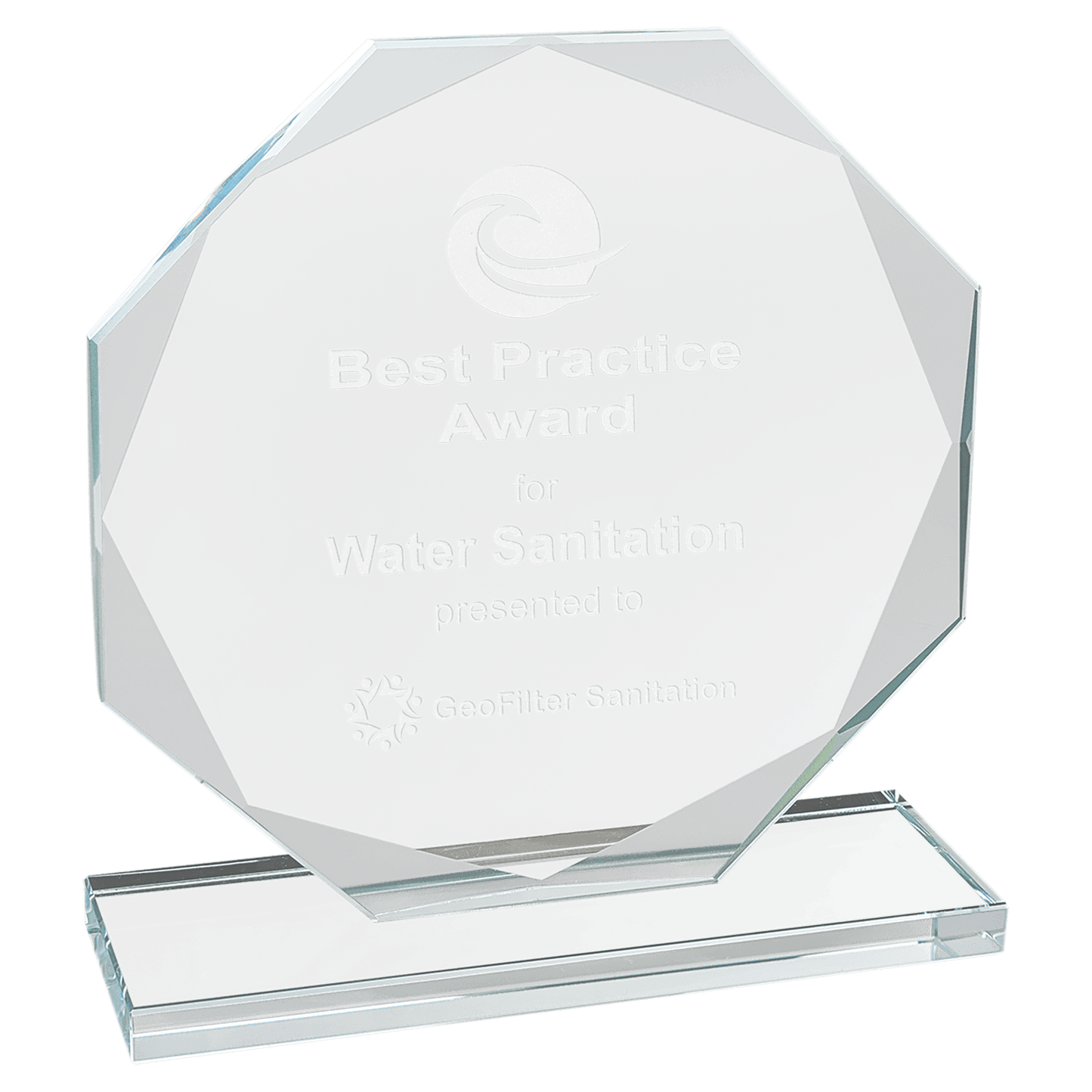 6 1/2" Octagon Clear Glass Award laser engravable