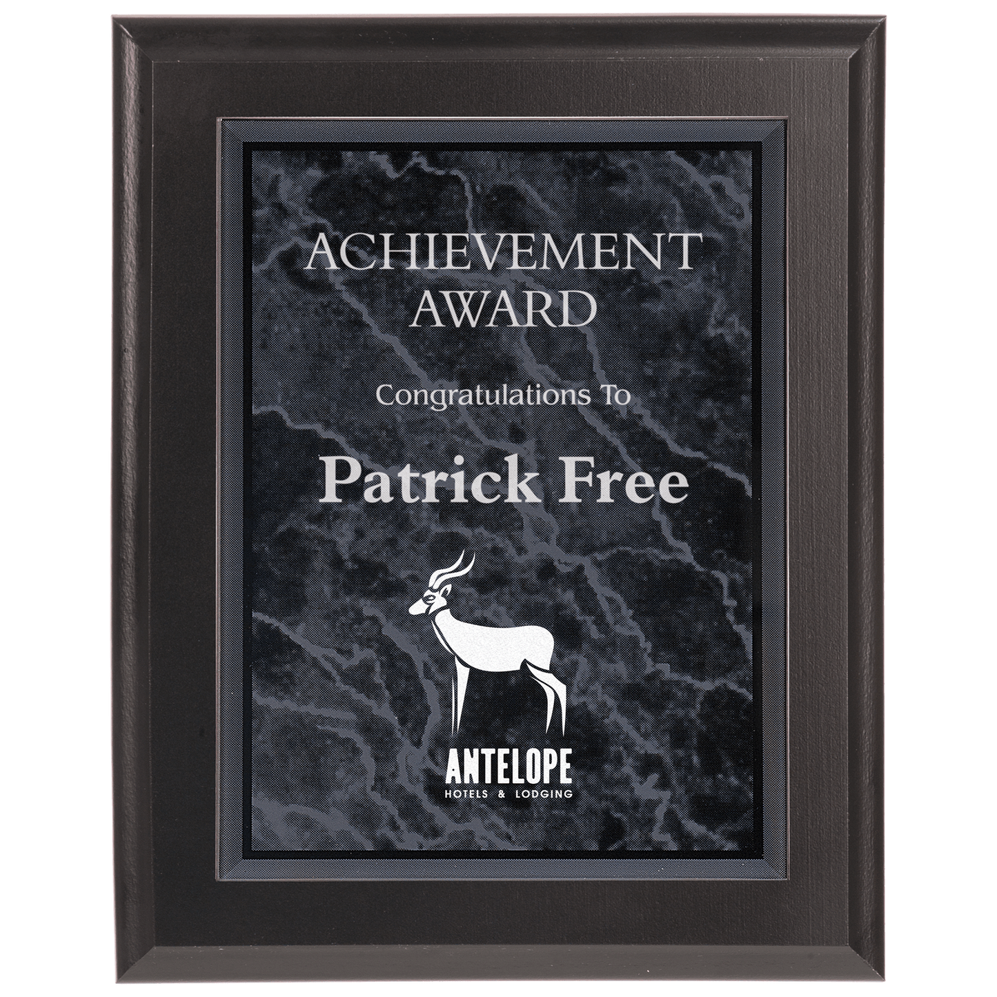 Large Solid Matte Black Plaque with Black Marble Acrylic Plaque Plate