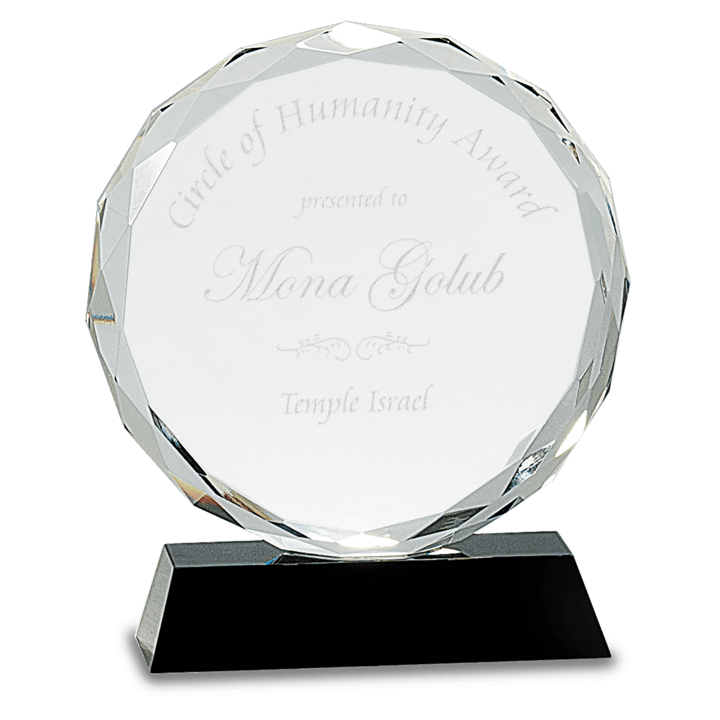 7" Round Facet Crystal on Pedestal Base crystal award laser engravable