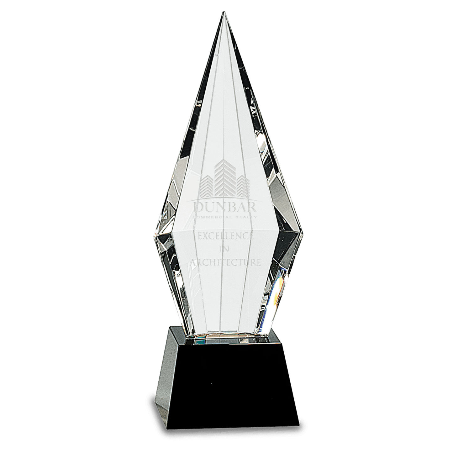 9 1/2" Obelisk Facet Crystal on Pedestal Base crystal award laser engravable