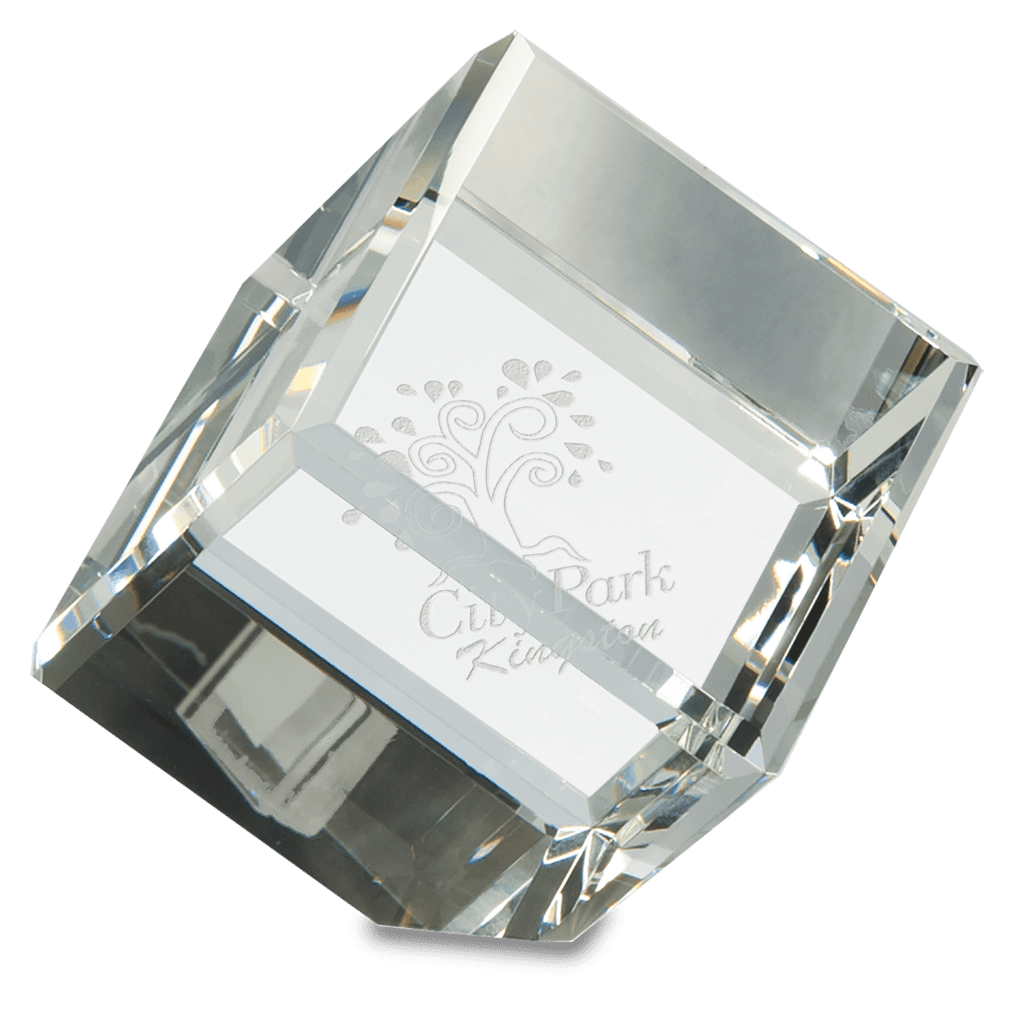 3" x 3" Crystal Cube crystal award laser engravable