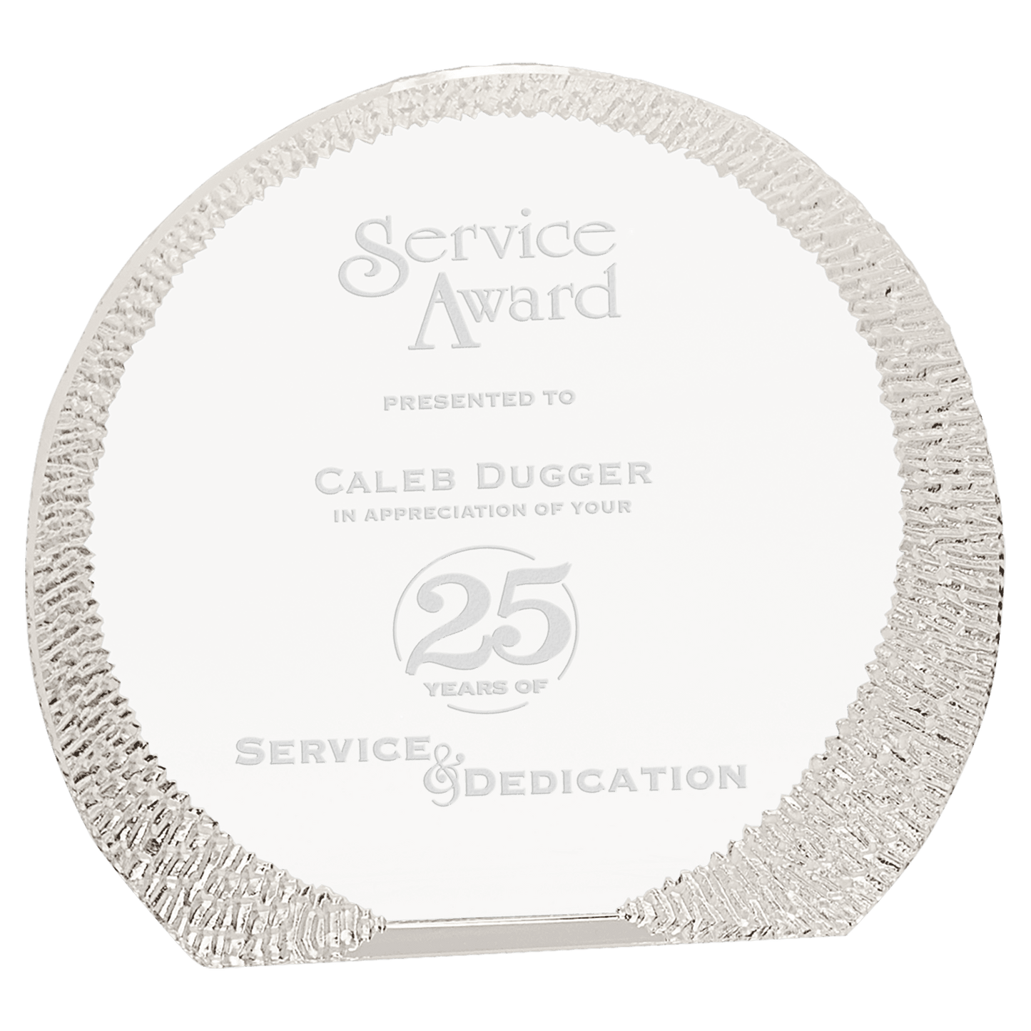 6 1/4" Rounded Crystal with Decorative Edge crystal award laser engravable