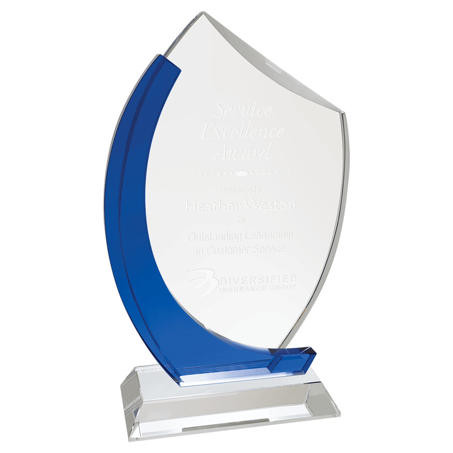 Crystal Slant Oval on Clear Base crystal award laser engravable