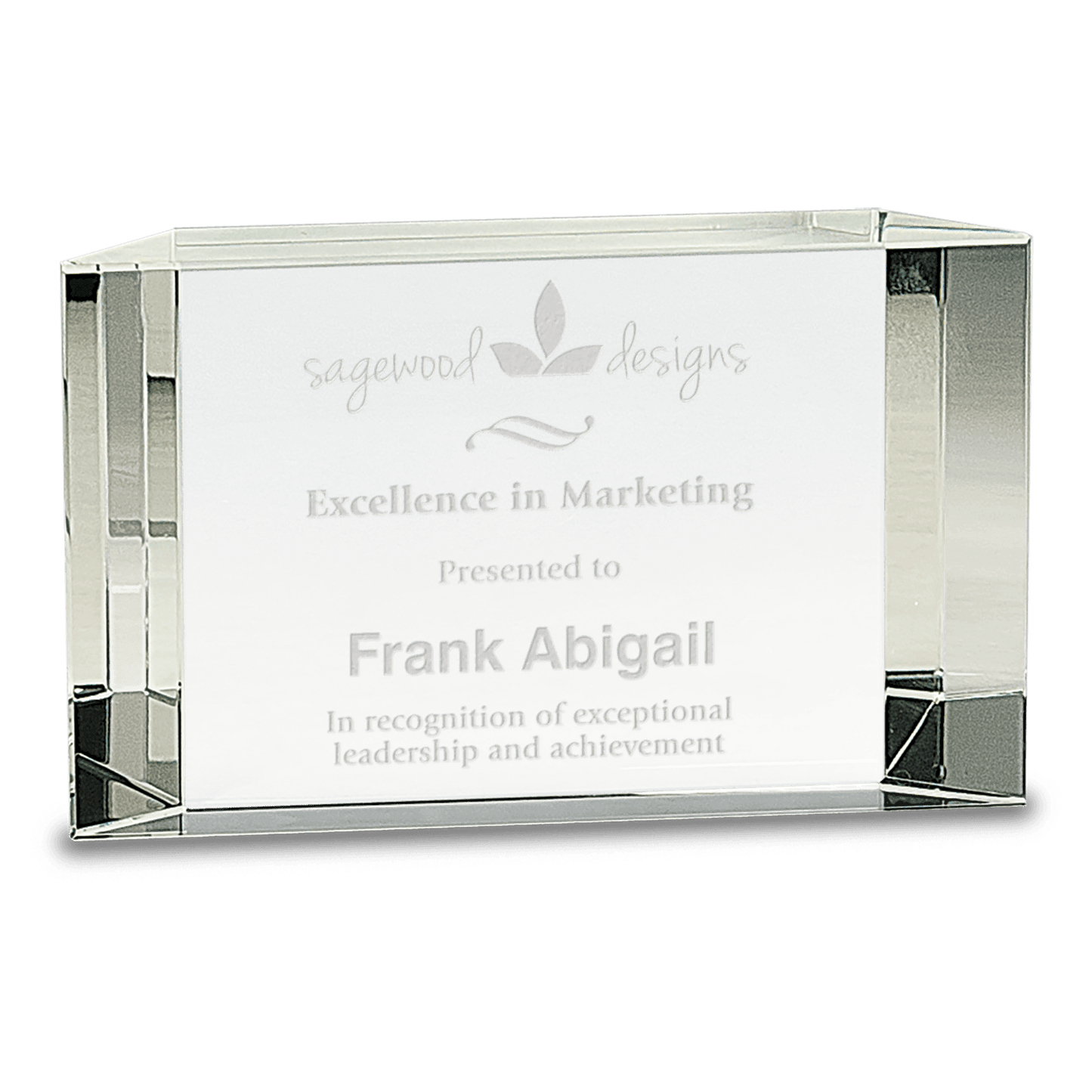 6" x 3 1/2" Clear Crystal Facet Block crystal award laser engravable