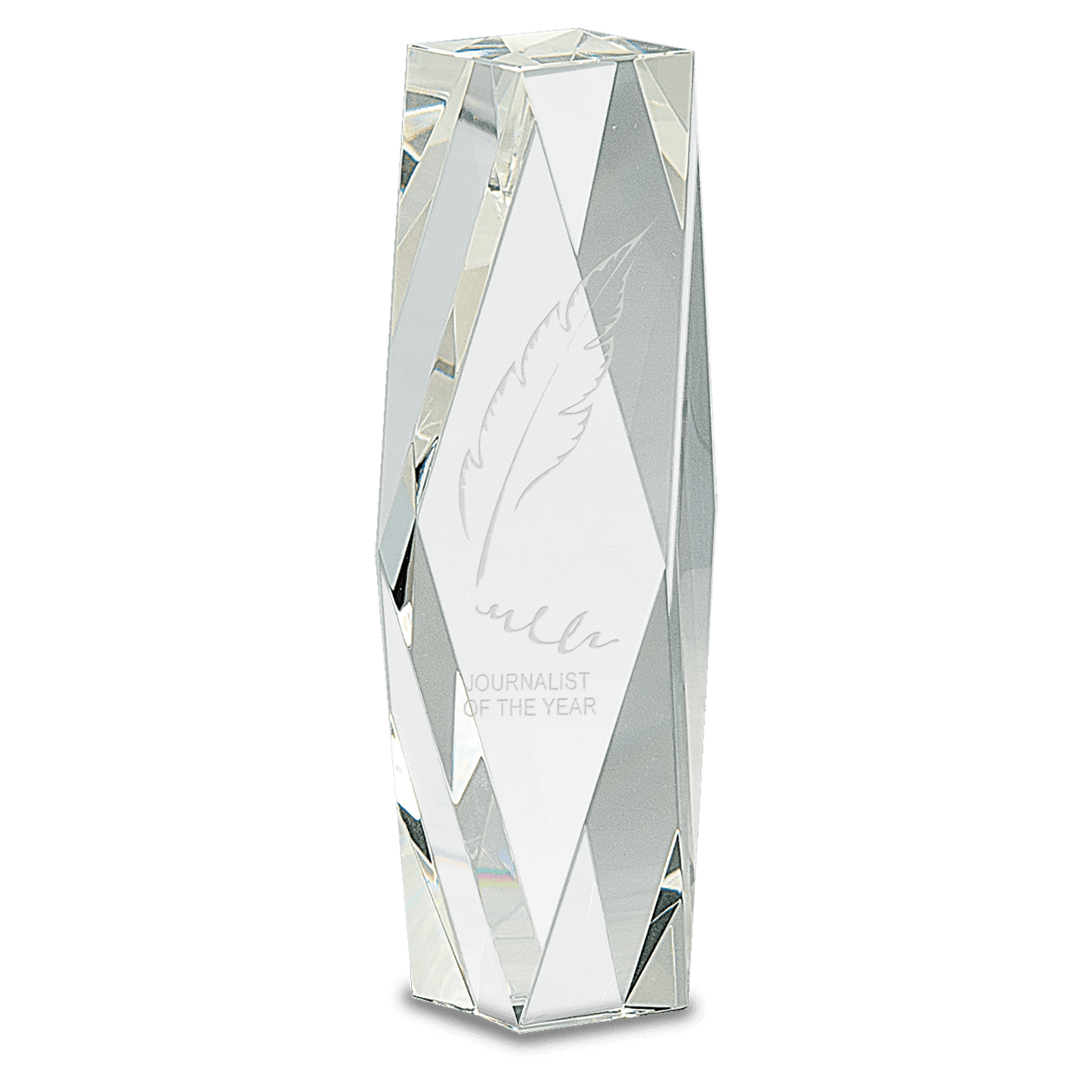 8" Clear Crystal Facet Tower crystal award laser engravable