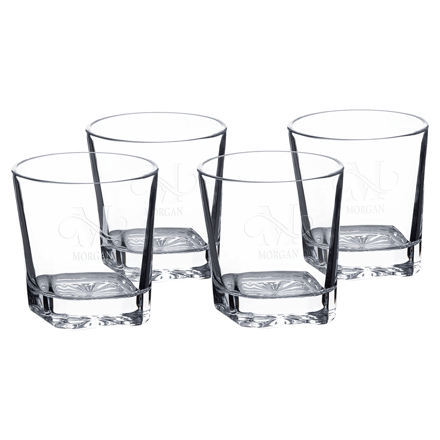 Glass 11 oz. Square Rocks Glasses in Printed Gift Box (Same Glasses as DCS301) Sold in Sets of 4, 6 Sets P laser engravable