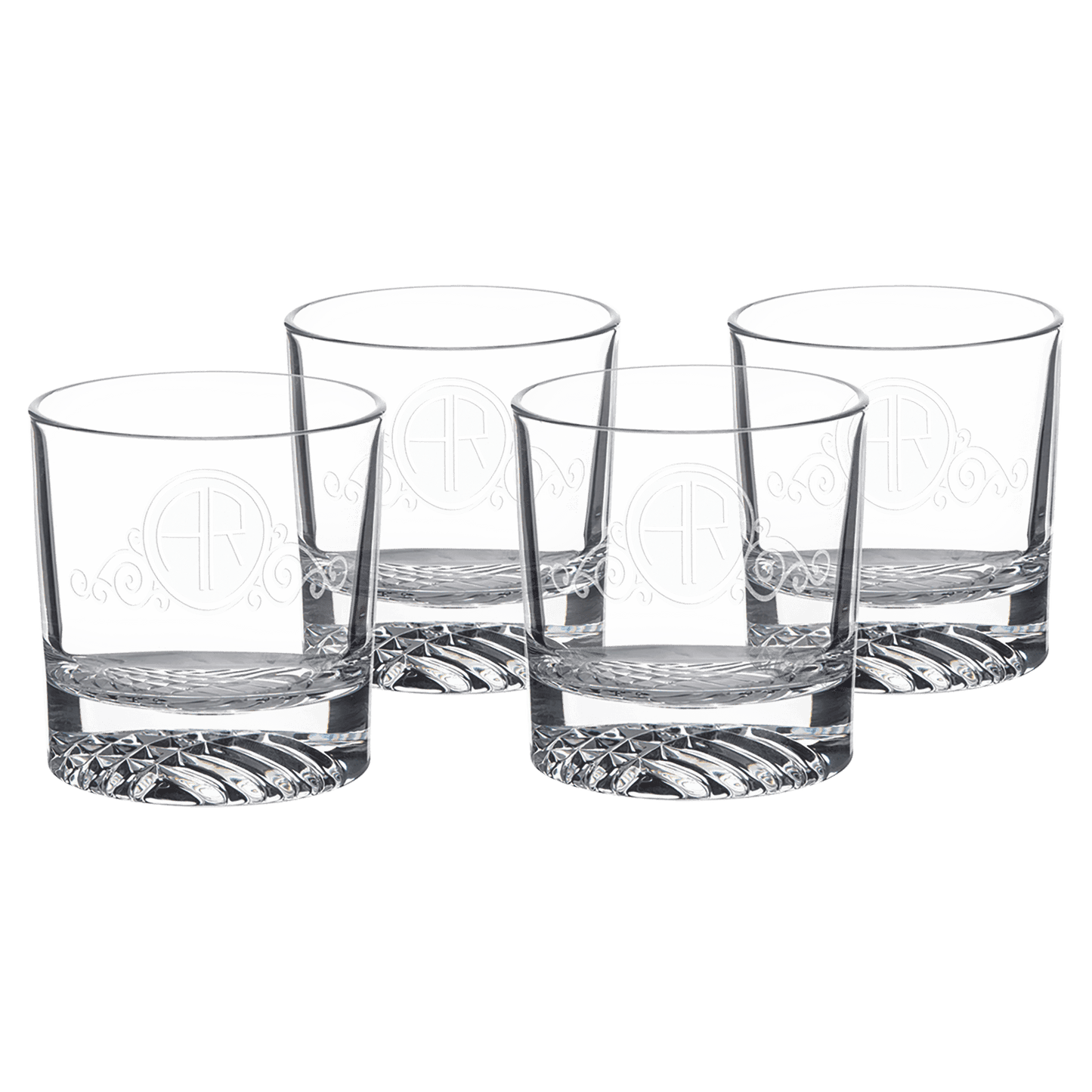 9 oz. Round Rocks Glass (Same Glass as the DCS401 Decanter Set) Sold in Sets of 4, 6 Sets Per Case (Comes in a Black Printed Gift Box)