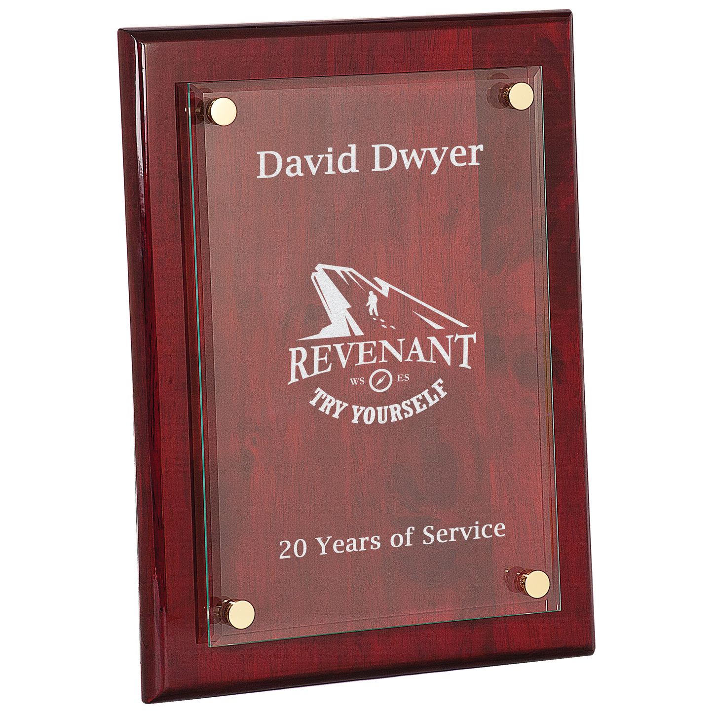 9" x 12" Piano Finish Floating Glass Plaque crystal award laser engravable