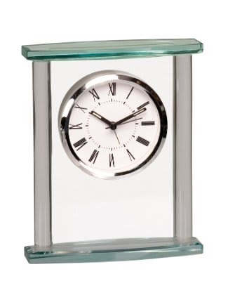 7" Square Glass Clock with Top laser engravable