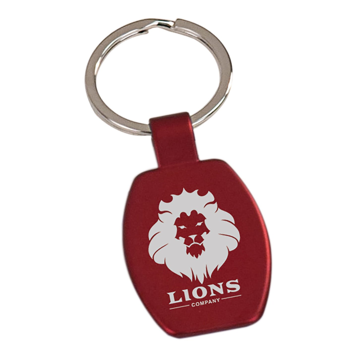 1 5/8" Red Laserable Rectangle Keychain