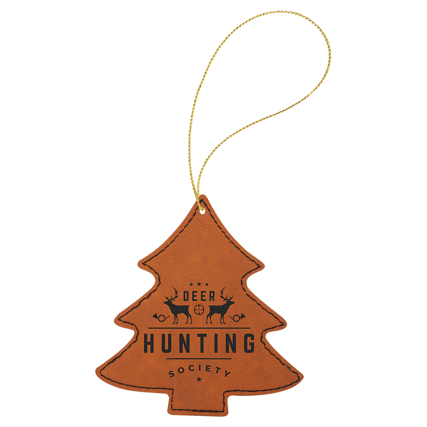 Rawhide Laserable Leatherette Tree Ornament with Gold String