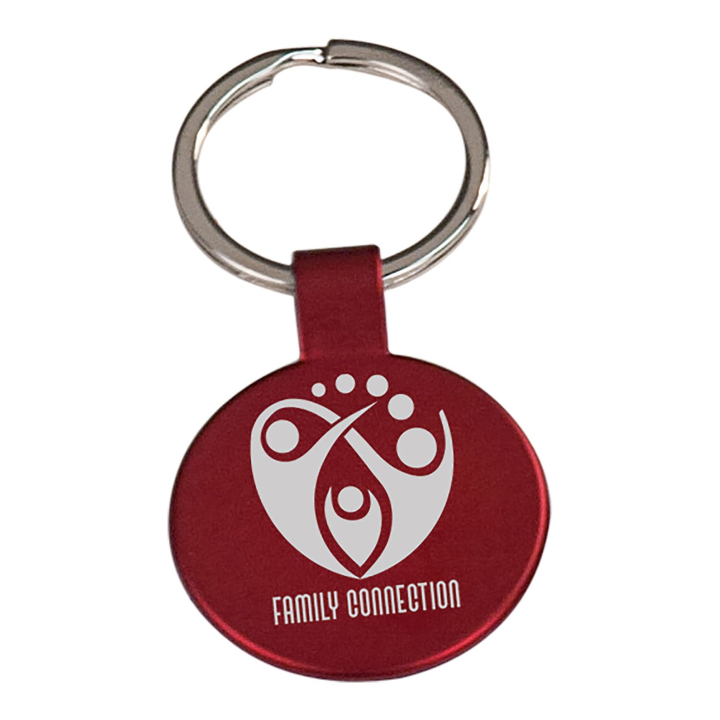 1 1/2" Red Laserable Round Keychain