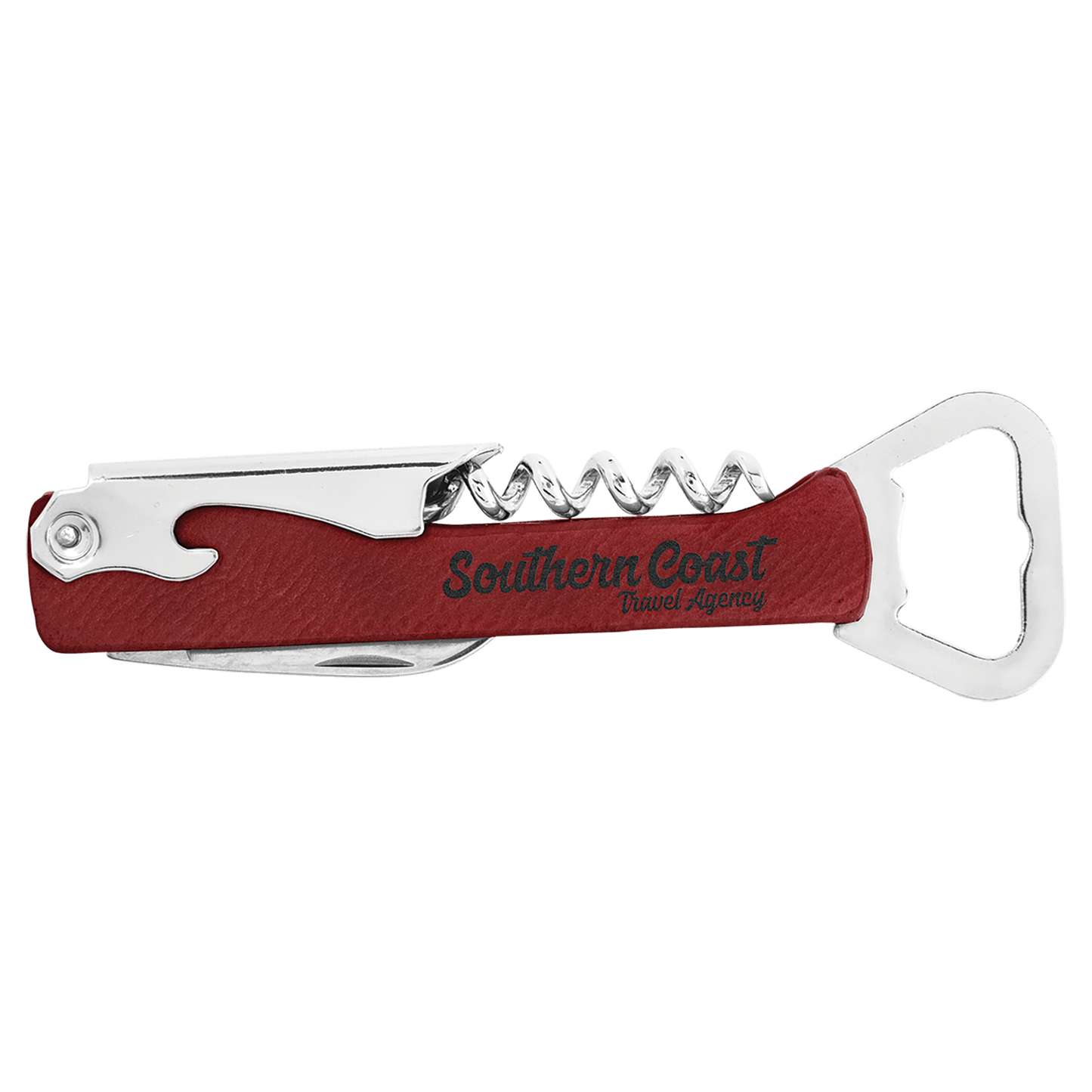 laser engravable leatherette wine bottle opener personalized gift
