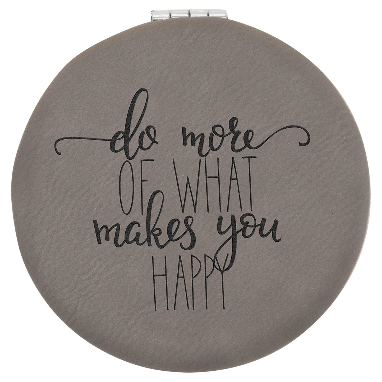 2 1/2" Gray Laserable Leatherette Compact Mirror