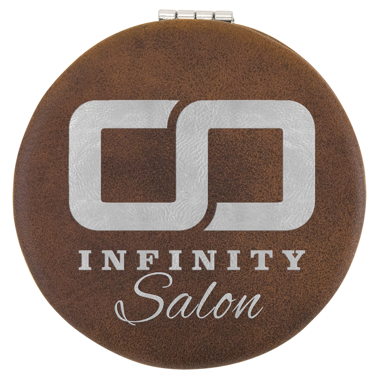 2 1/2" Rustic/Silver Laserable Leatherette Compact Mirror