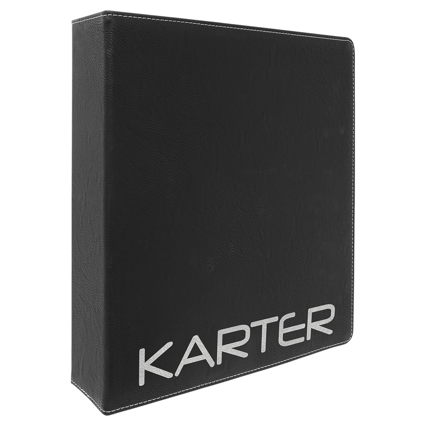 Black/Siver laser engravable leatherette 3-ring binder personalized office gift