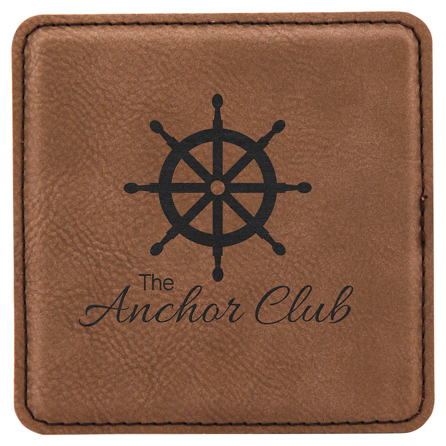 4" x 4" Square Dark Brown Laserable Leatherette Coaster