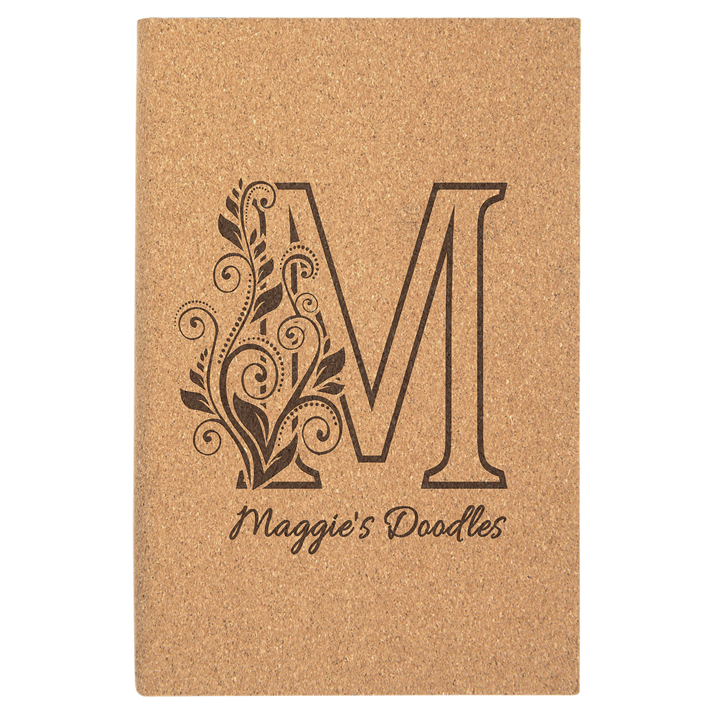 Cork 5 1/4" x 8 1/4" Laserable Leatherette Sketch Book with Unlined Notepad