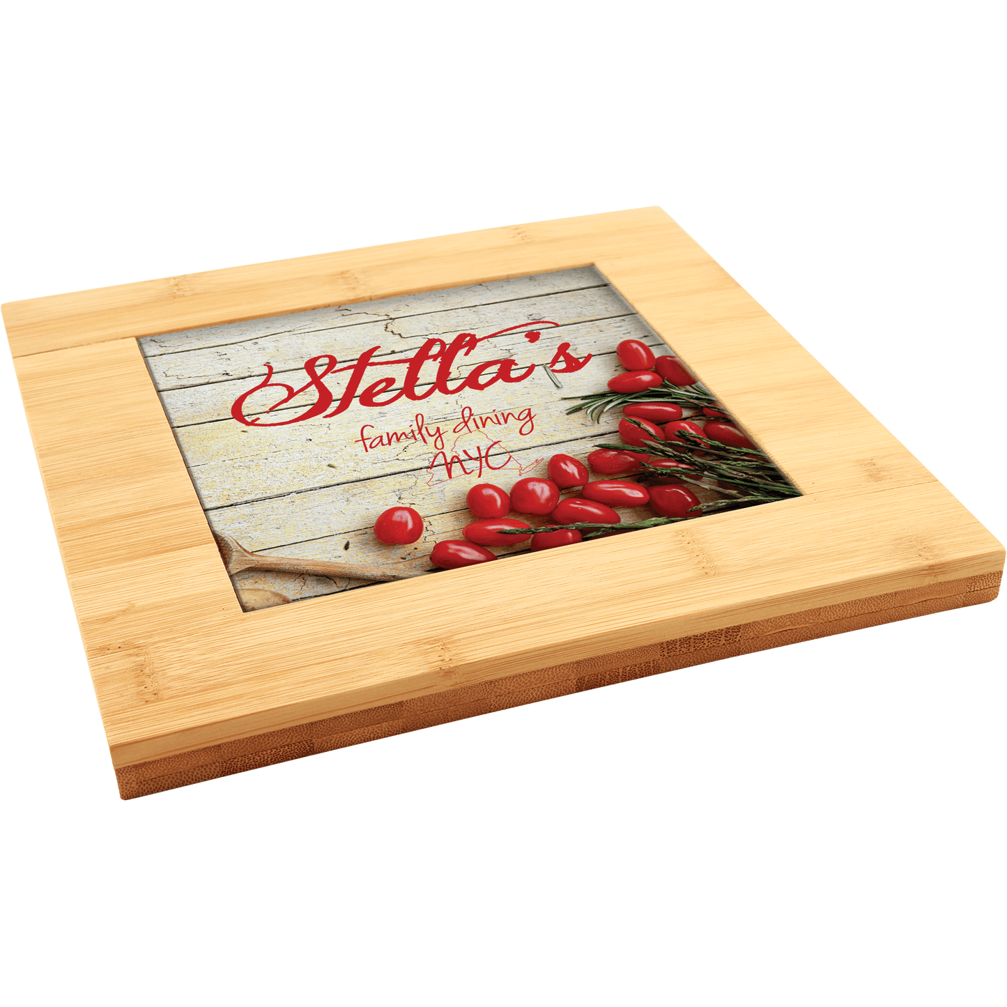 9" x 9" Bamboo Trivet with Recessed Area for 6" Tiles