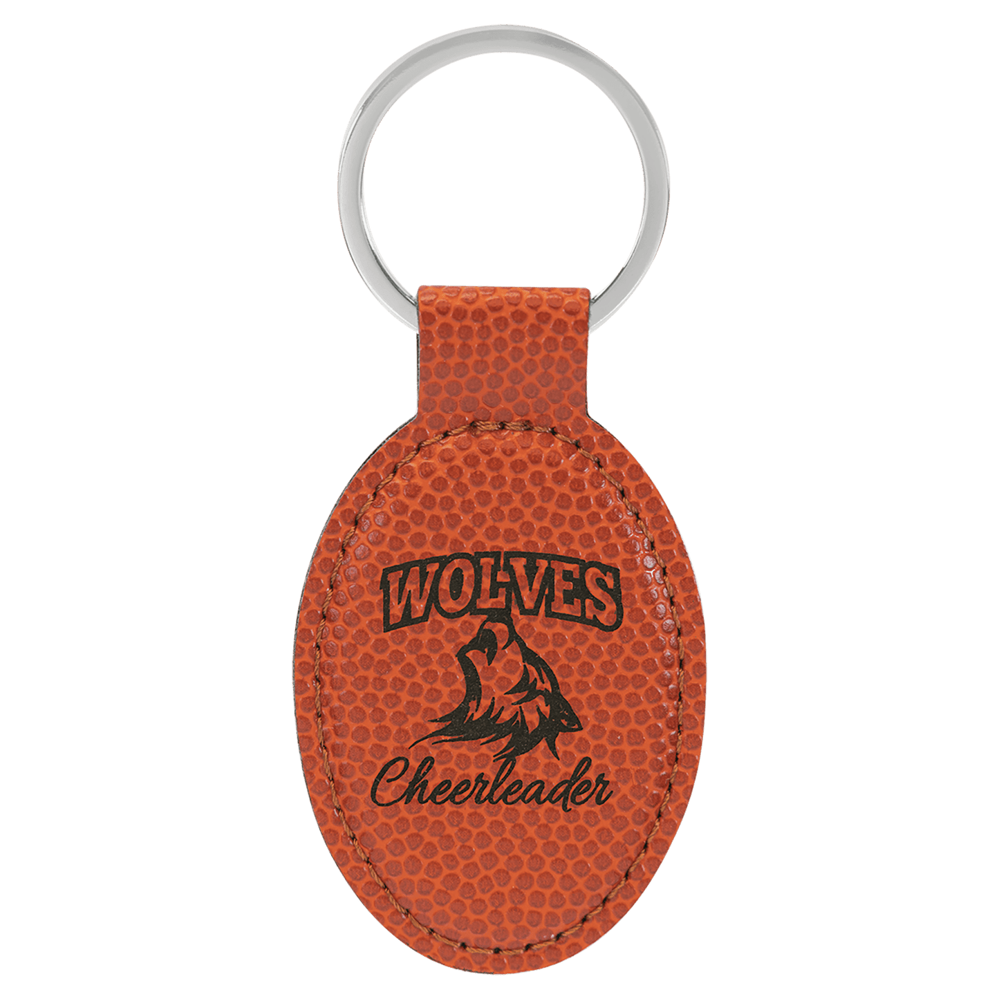 Basketball laser engravable leatherette oval keychain personalized gift