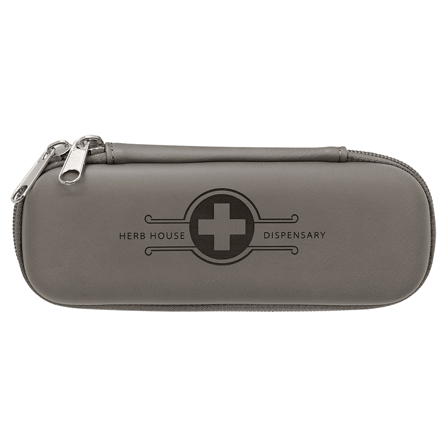 Gray 7" x 2 1/2" x 1 3/4" laser engravable leatherette smoke case personalized gift