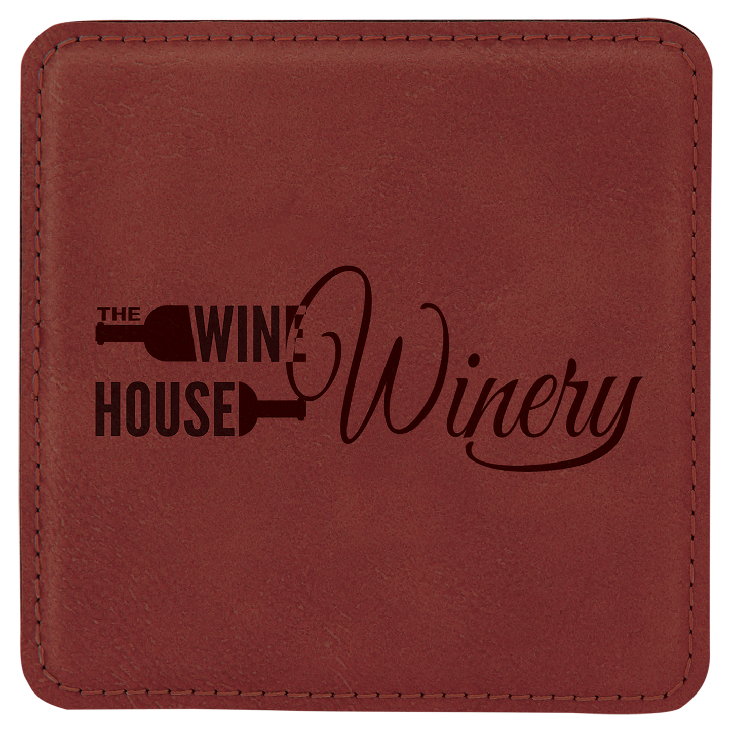 4" x 4" Square Rose Laserable Leatherette Coaster