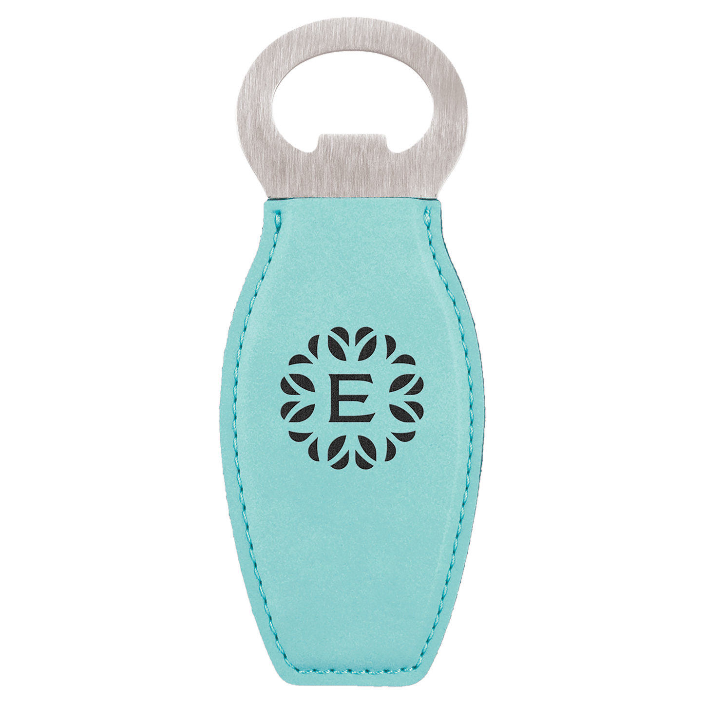 Teal Laserable Leatherette Bottle Opener with Magnet