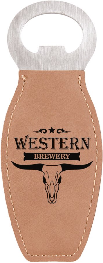 Light Brown Laserable Leatherette Bottle Opener with Magnet