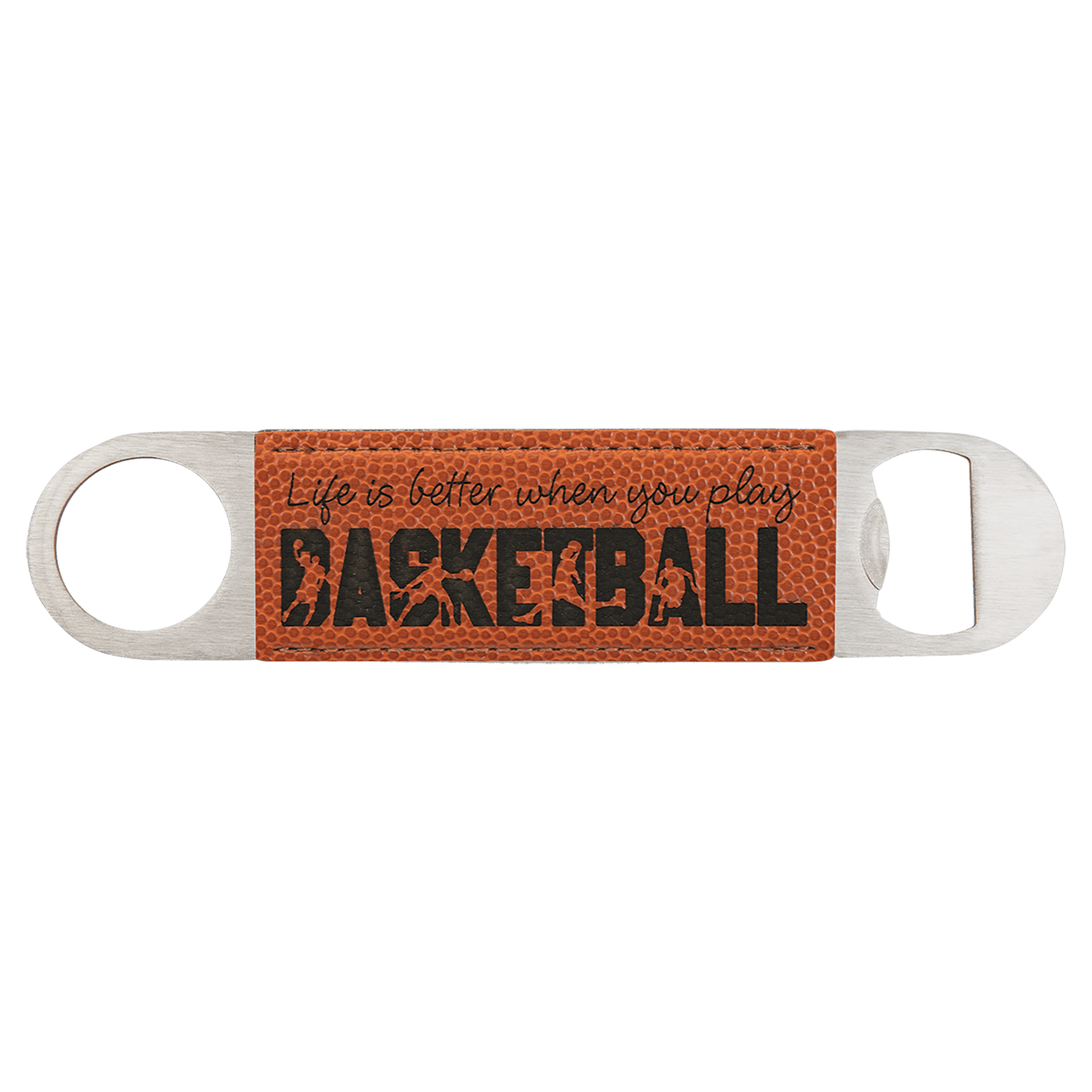 Basketball laser engravable leatherette bottle opener personalized gift