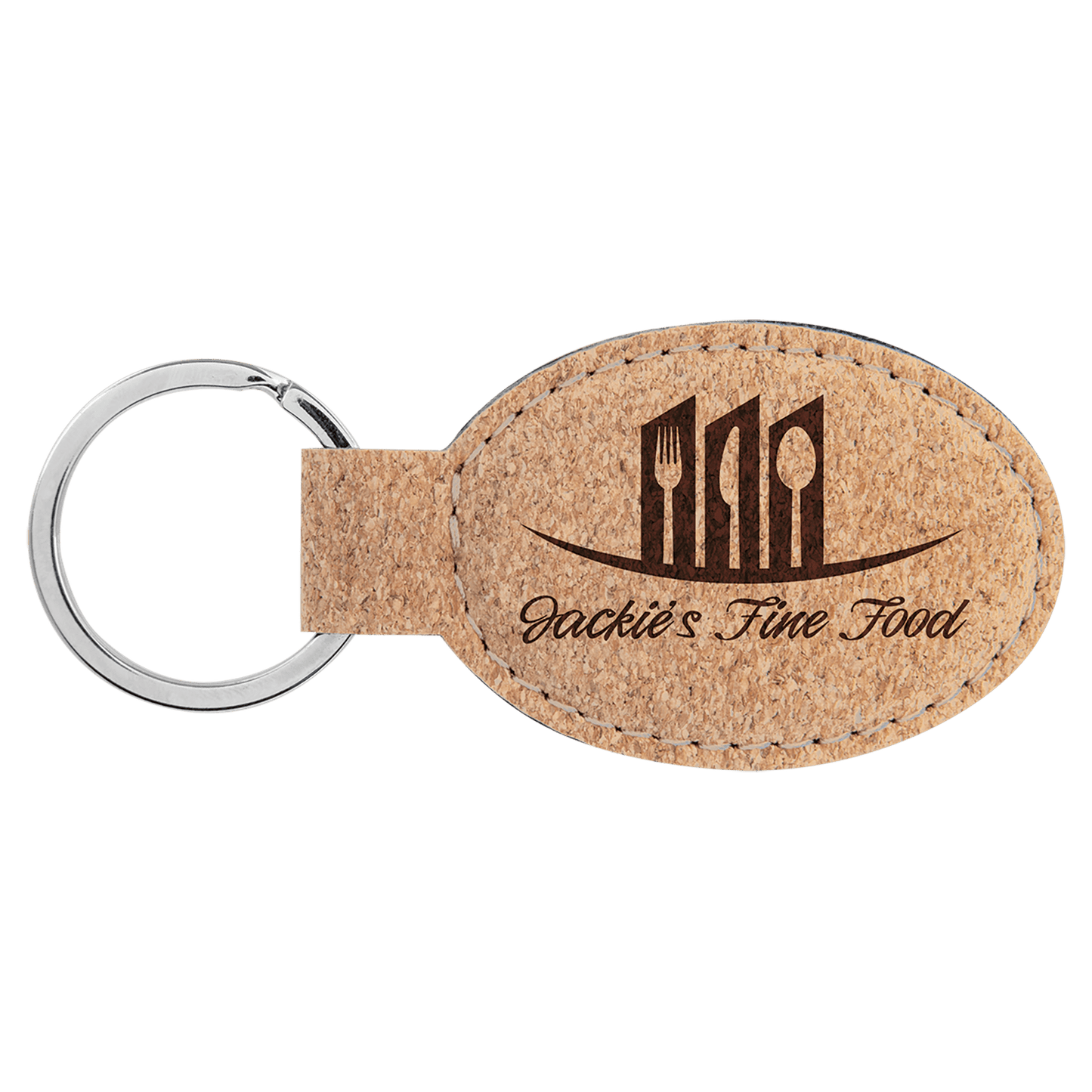 3" x 1 3/4" Cork Oval Keychain laser engravable