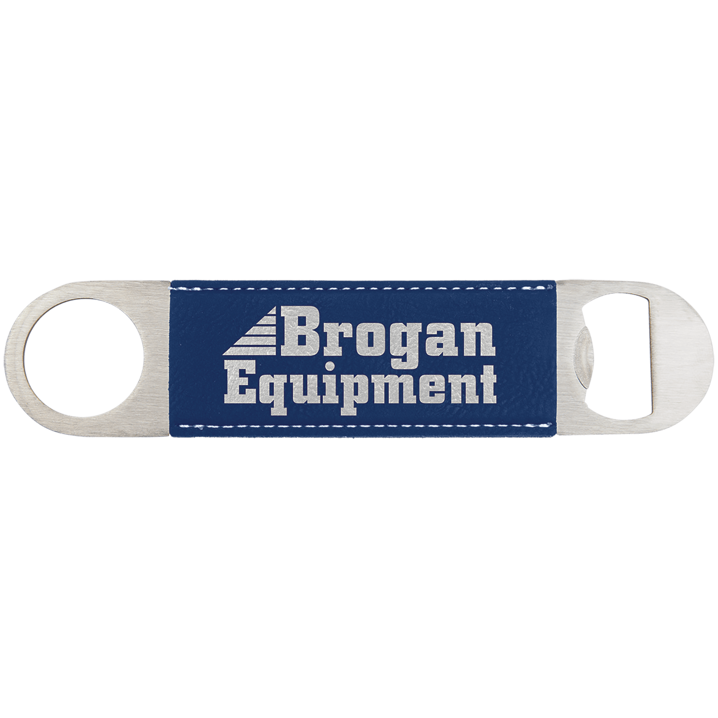 1 1/2" x 7" Blue/Silver Laserable Leatherette Bottle Opener