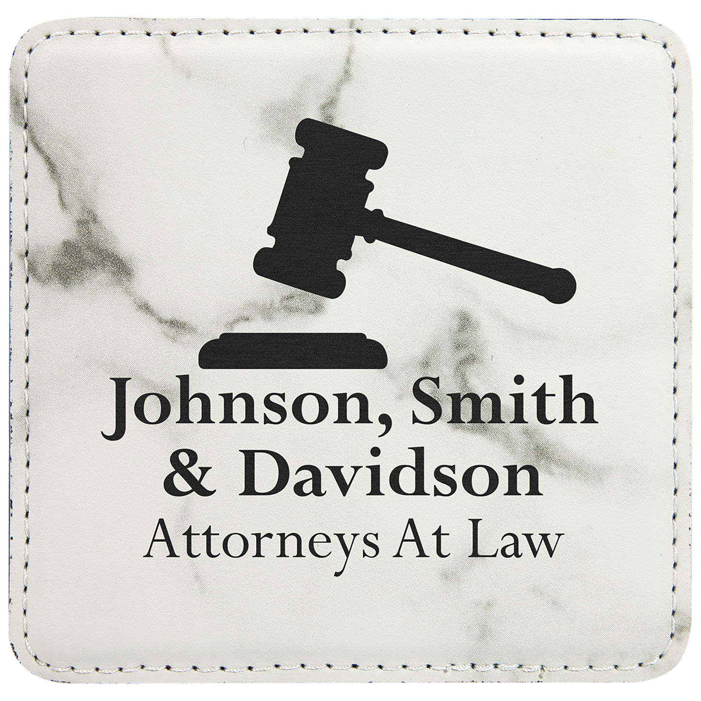 4" x 4" Square White Marble Laserable Leatherette Coaster