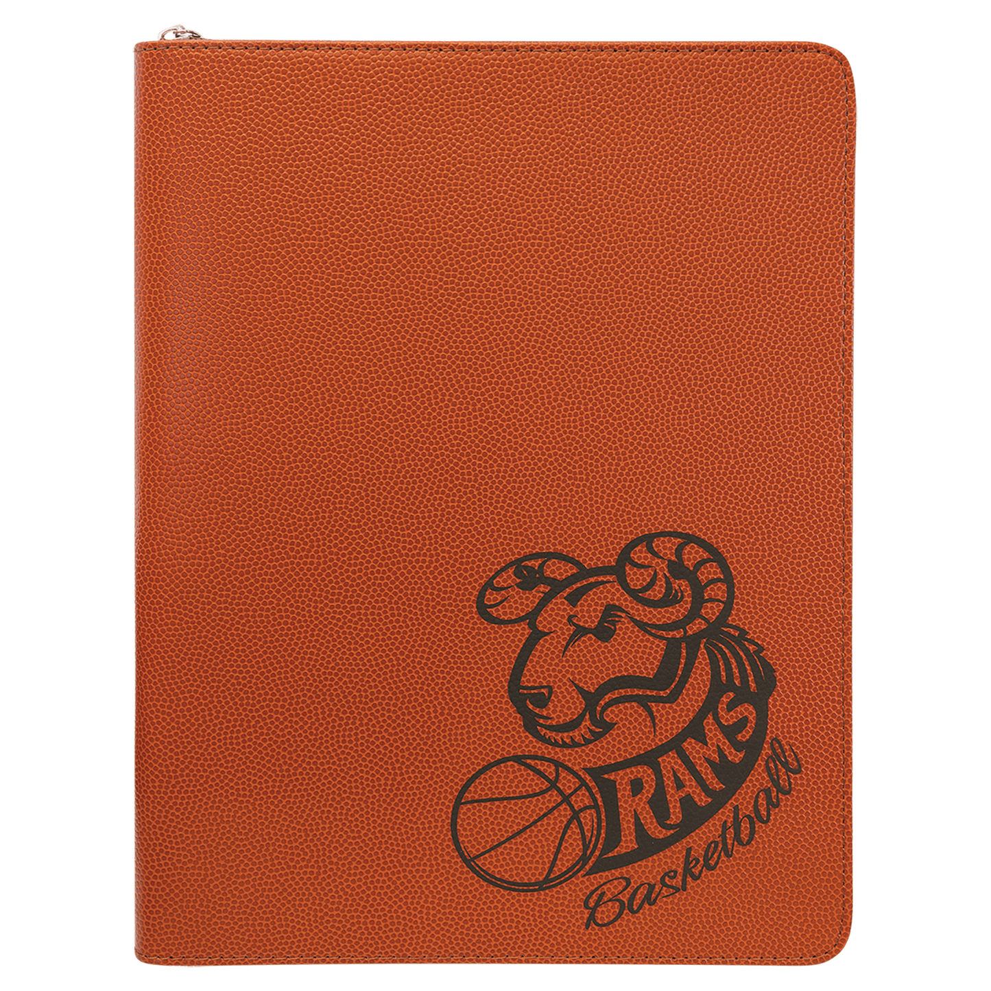 Basketball 9 1/2" x 12" laser engravable leatherette portfolio notepad professional gift