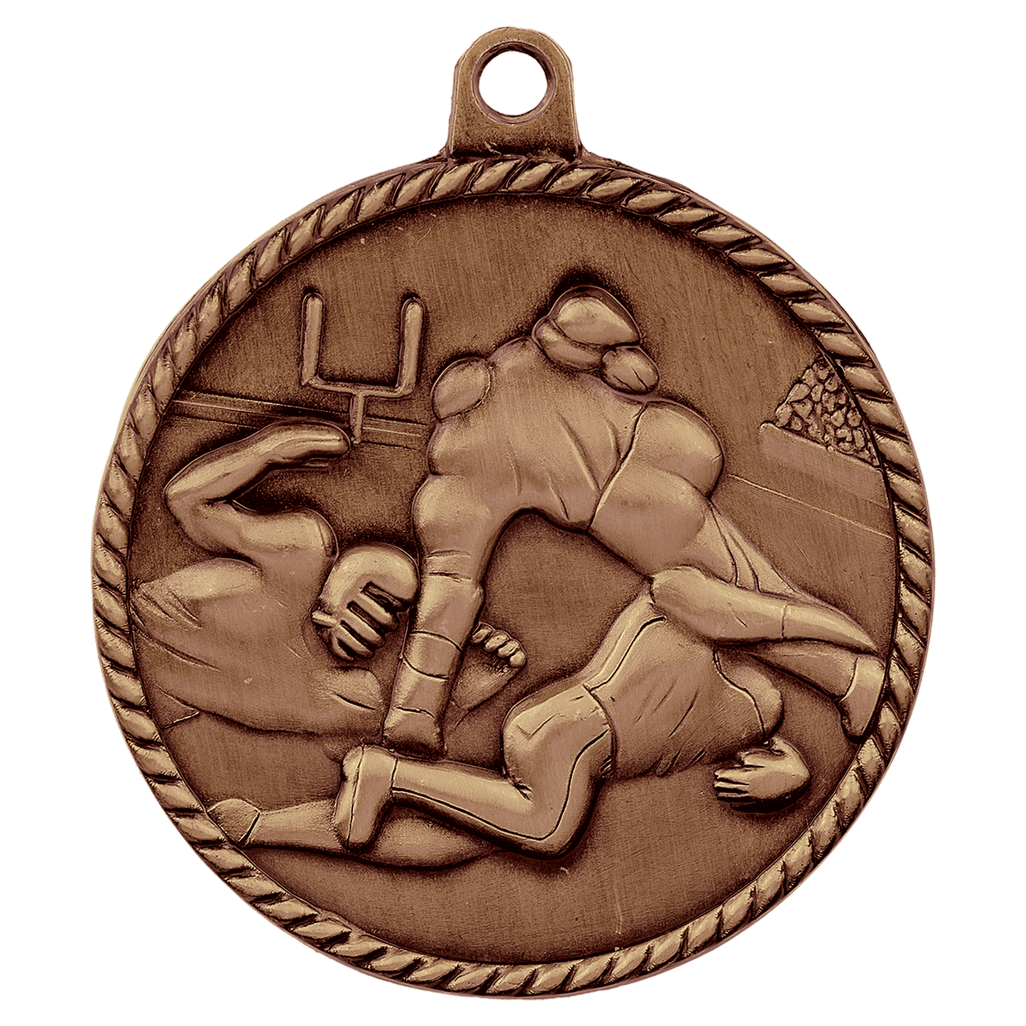 Antique Bronze 2" Football High Relief Medal