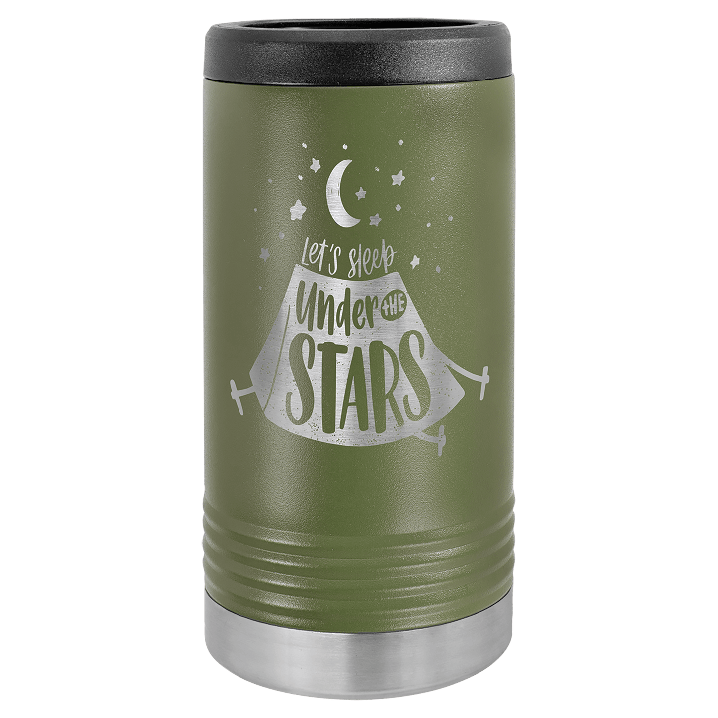 Personalized stainless steel slim can insulated beverage holder with custom engraved name or design