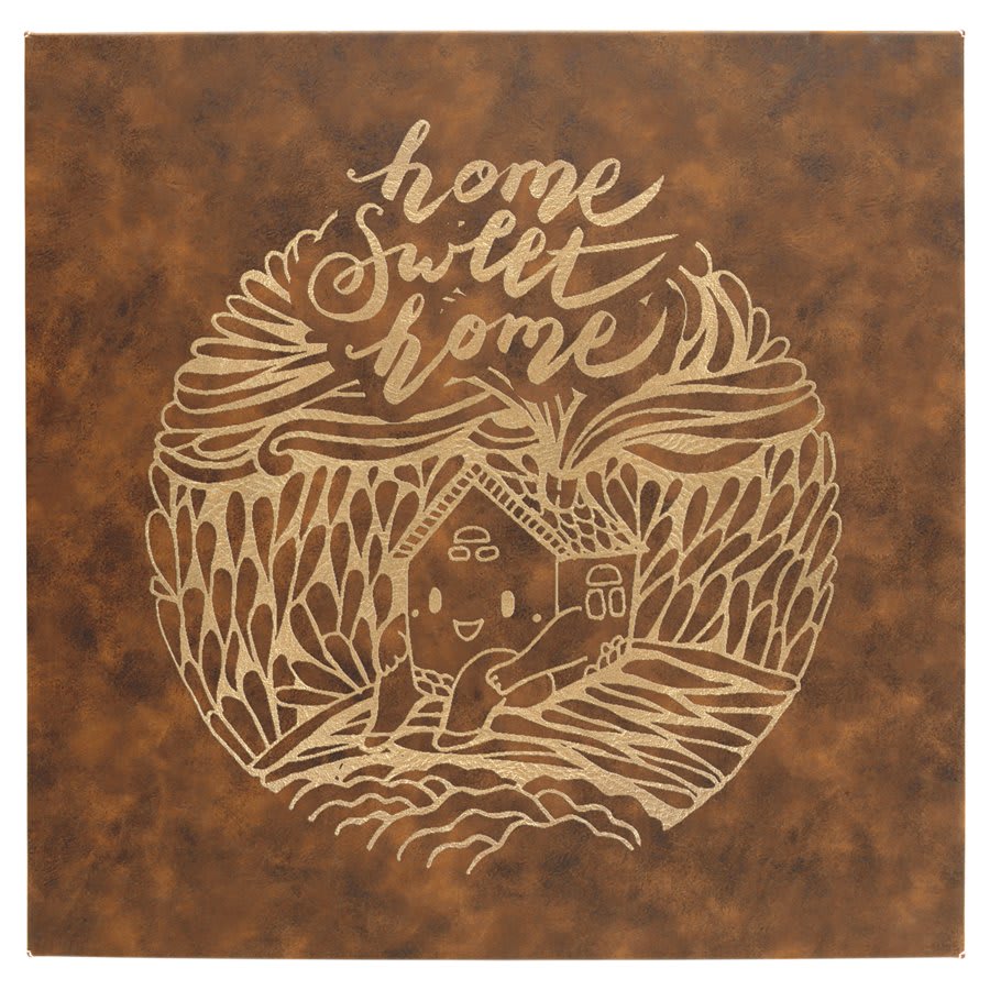 Rustic/Gold 14" x 14" laser engravable leatherette wall decor personalized