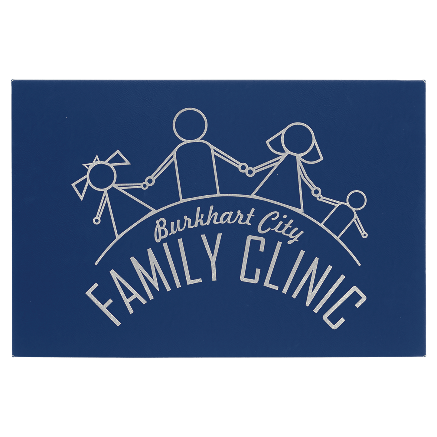 Blue/Silver 12" x 18" laser engravable leatherette wall decor personalized