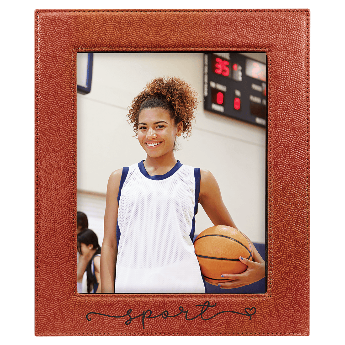 8" x 10" Basketball Laserable Leatherette Photo Frame
