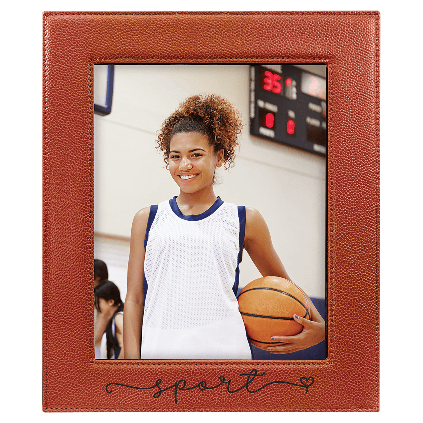 Basketball 8" x 10" laser engravable leatherette photo frame personalized gift