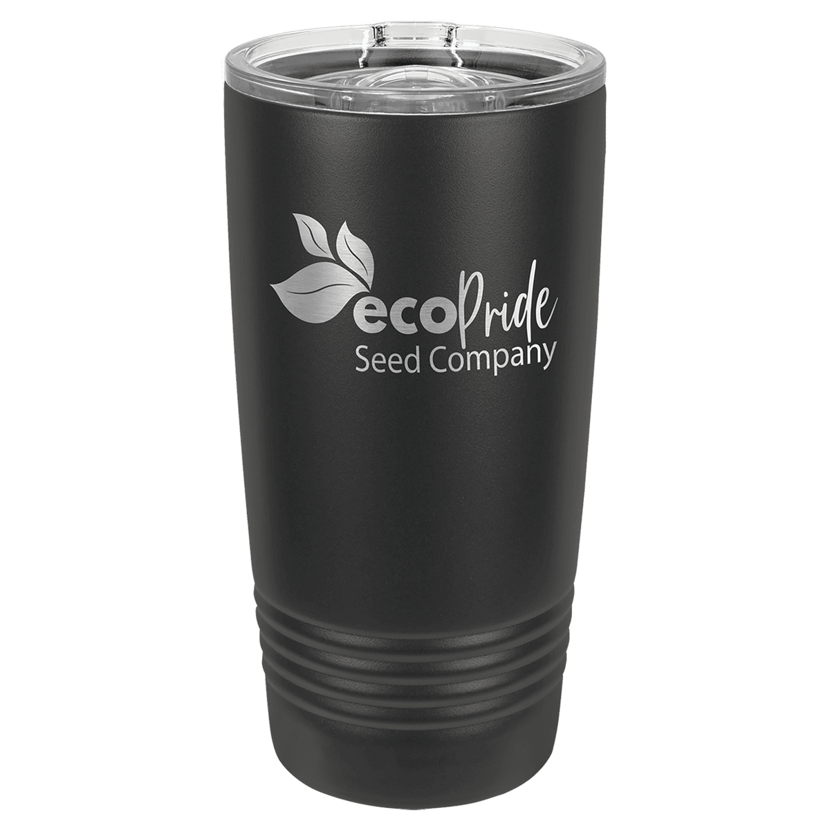 Personalized 20 oz. full black ringneck tumbler with slider lid and custom engraved name or message