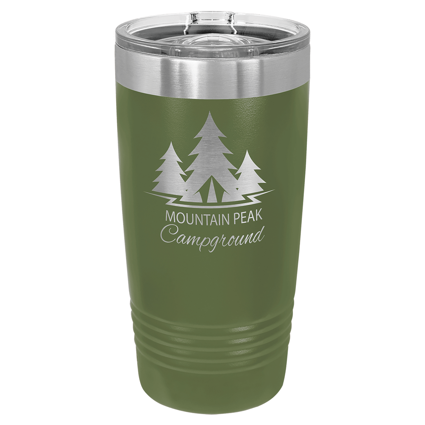 Personalized 20 oz. stainless steel ringneck tumbler with slider lid and custom engraved name or message
