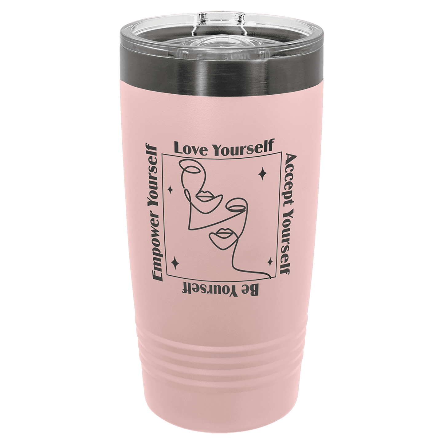 Personalized 20 oz. Ghost Black tumbler with slider lid and custom engraved name or initials
