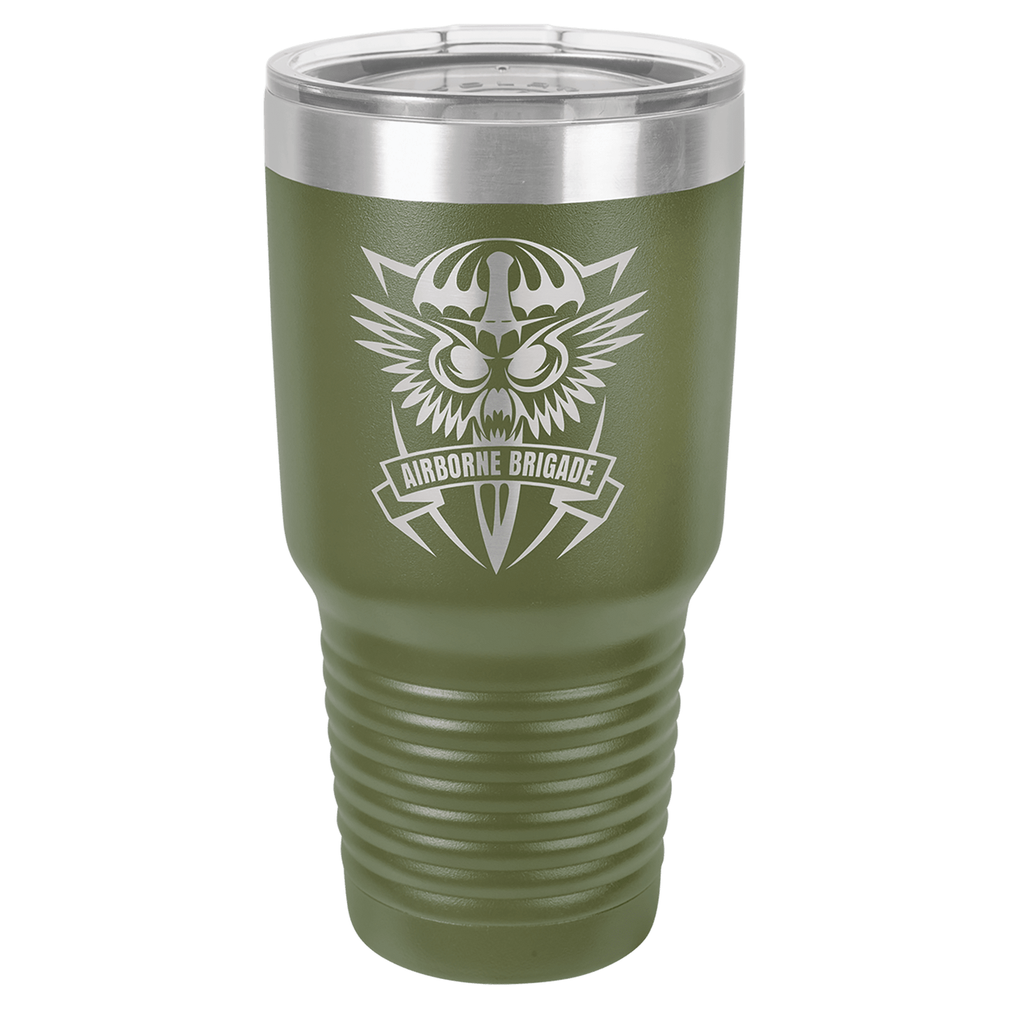 Personalized 30 oz. stainless steel ringneck tumbler with logo lid and custom engraved name or design