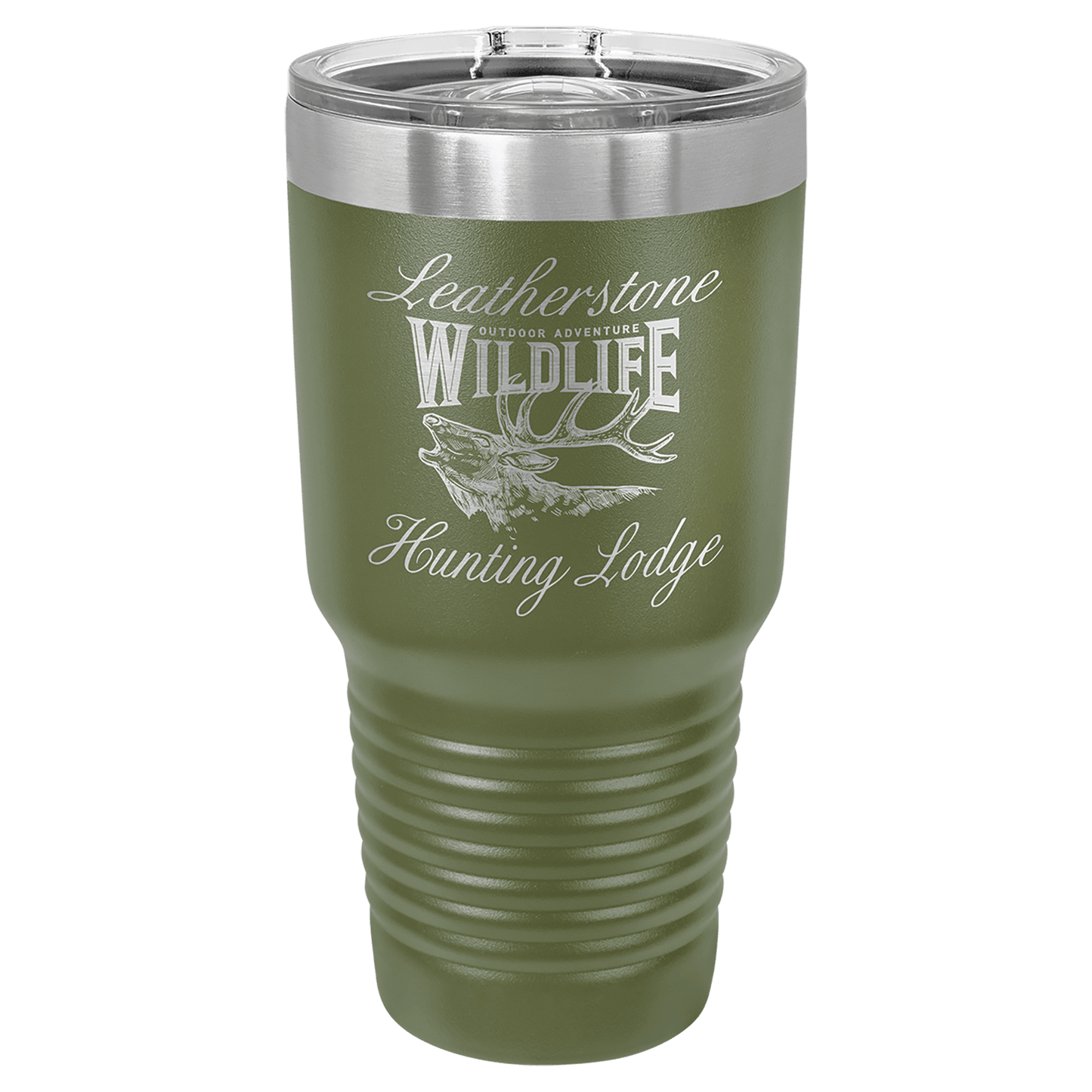Personalized 30 oz. stainless steel ringneck tumbler with slider lid and custom engraved name or message