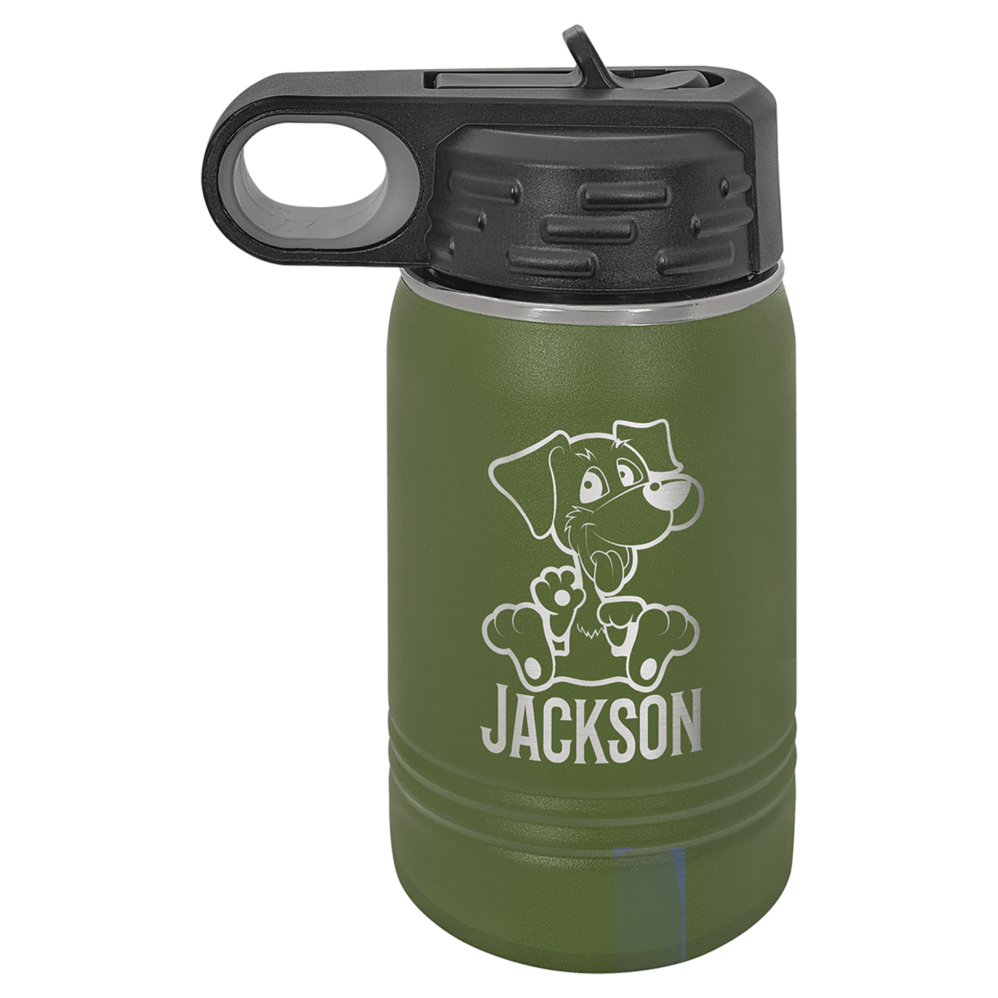 Personalized 12 oz. insulated stainless steel water bottle with custom engraved name or design