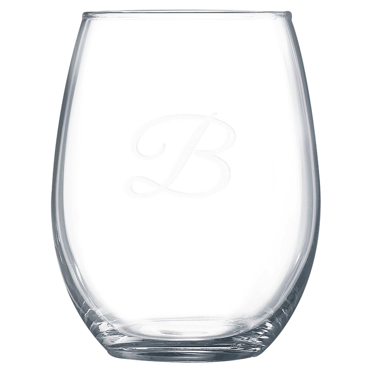 Personalized 21 oz. stemless wine glass with custom engraved name or message, perfect gift for wine lovers