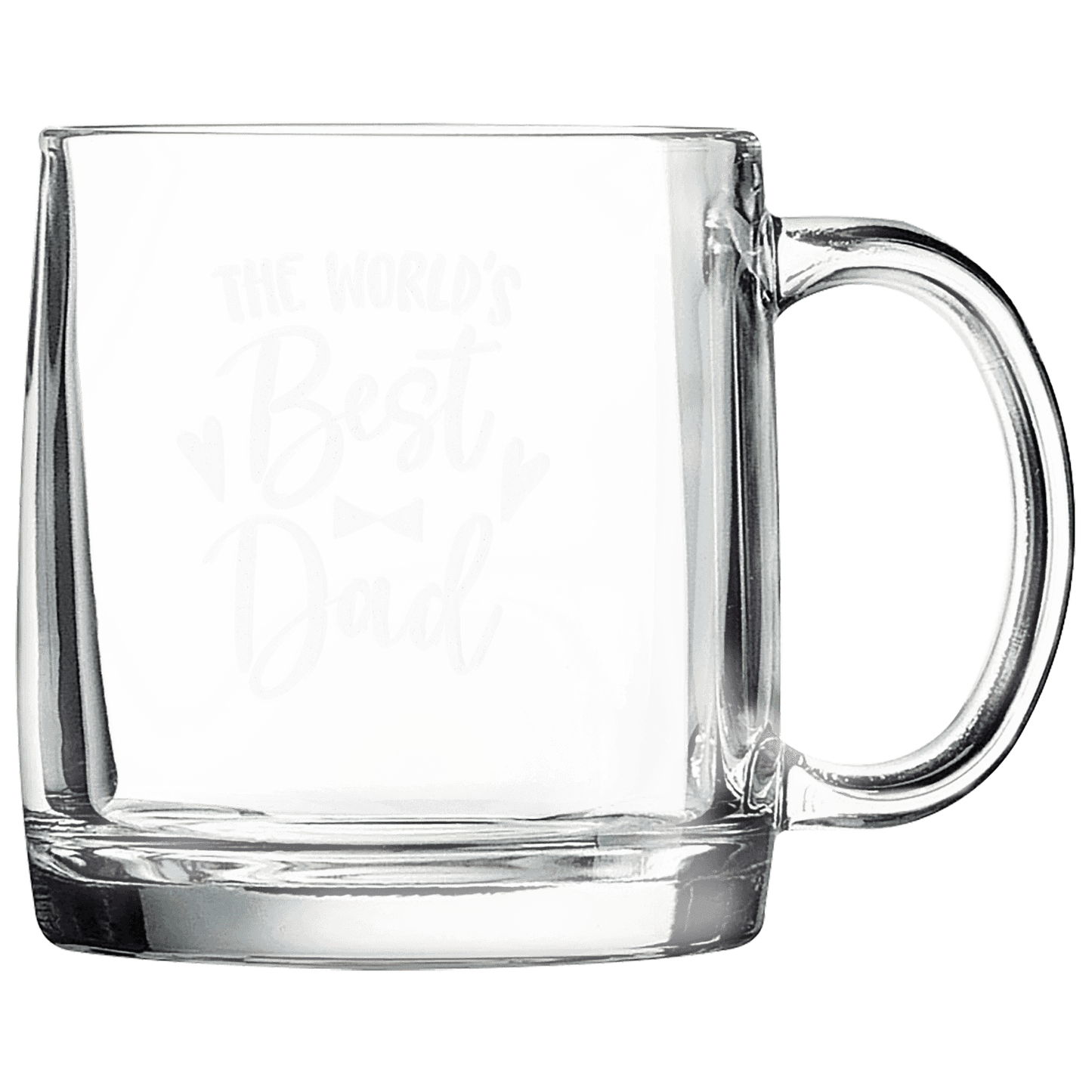 Personalized 12 oz. clear glass coffee mug with custom engraved name or message, great gift for coffee lovers
